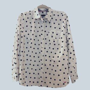 Talbots shirt, button down, all cotton, size Large.  White with blue polka dots.